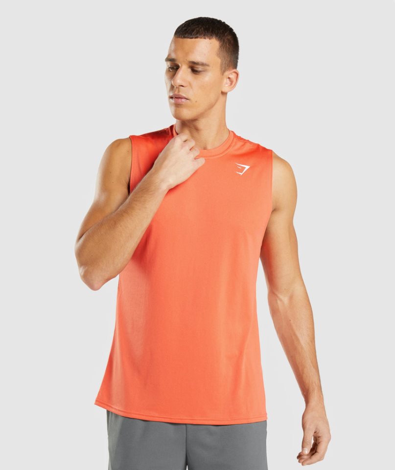 Men\'s Gymshark Arrival Sleeveless Tanks Orange | NZ 5LKBOW